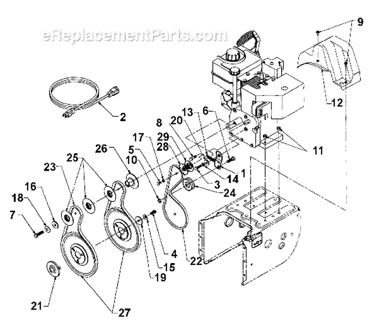 Page B Diagram and Parts List for 316E633E701 1996 Yard Man Snow Blower